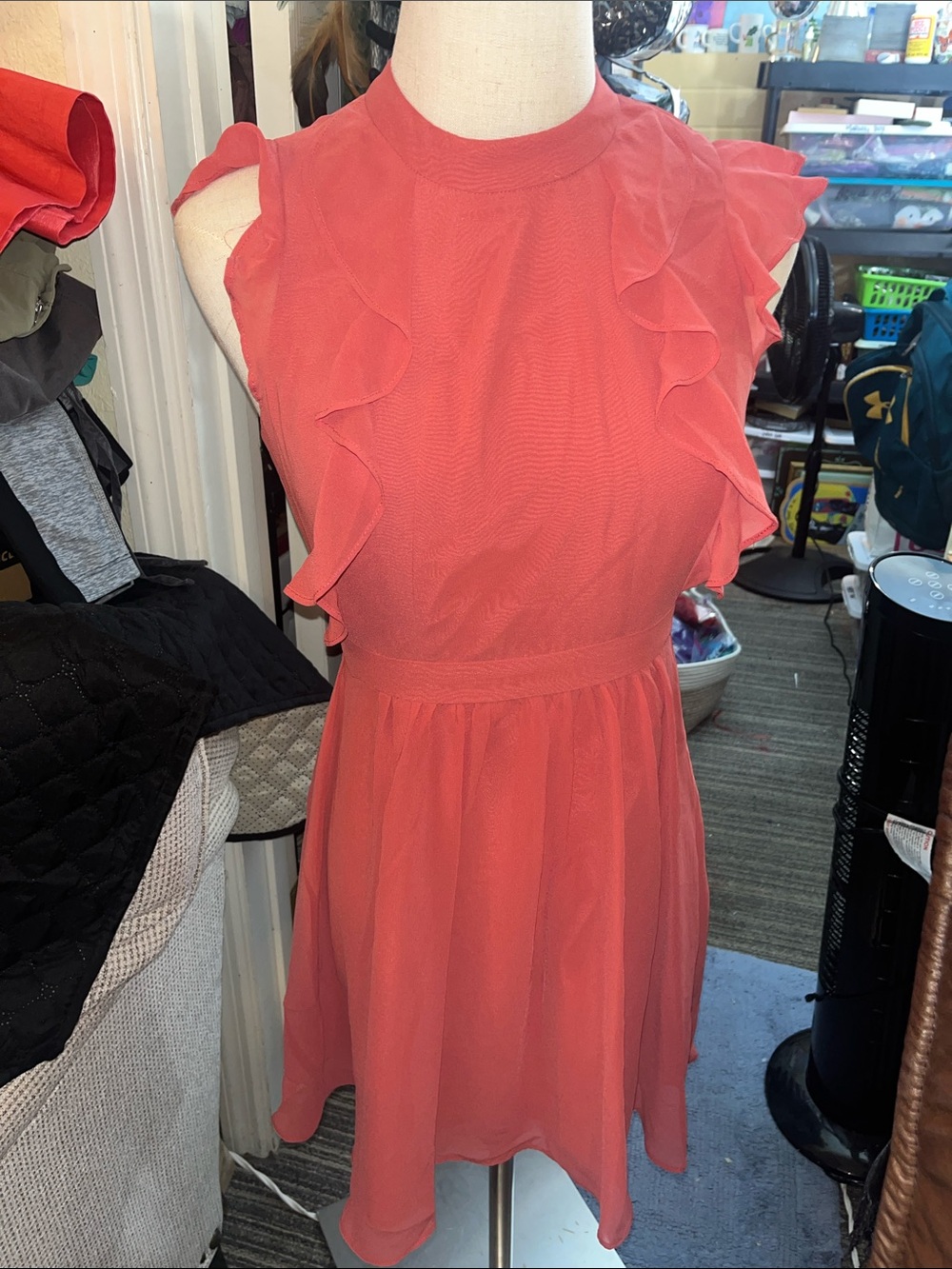 BCBGeneration Coral Ruffle Mini Dress